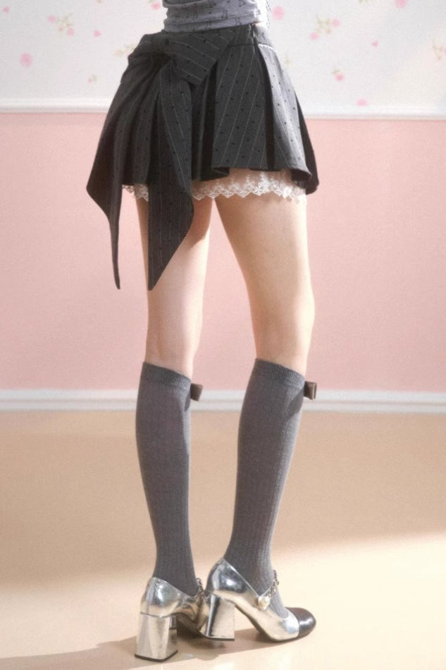 Bodycon Pleated Denim Mini Skort