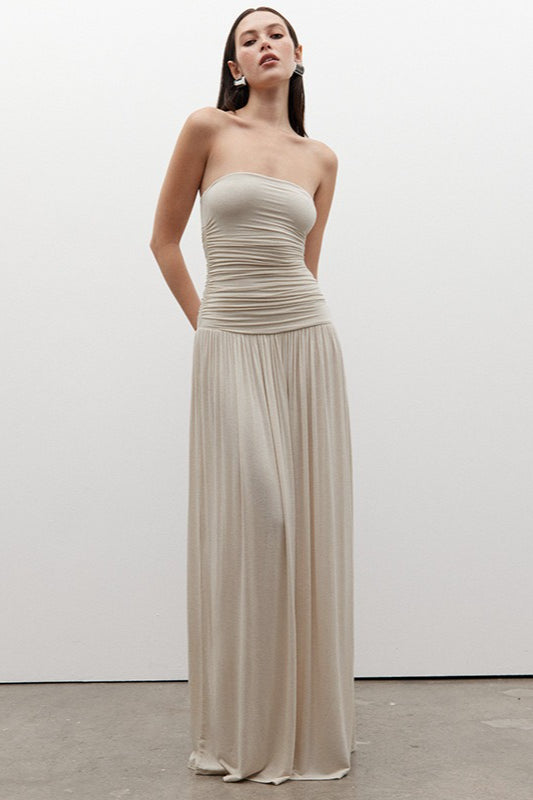Strapless Ruched Flowy Maxi Formal Dress - View 10