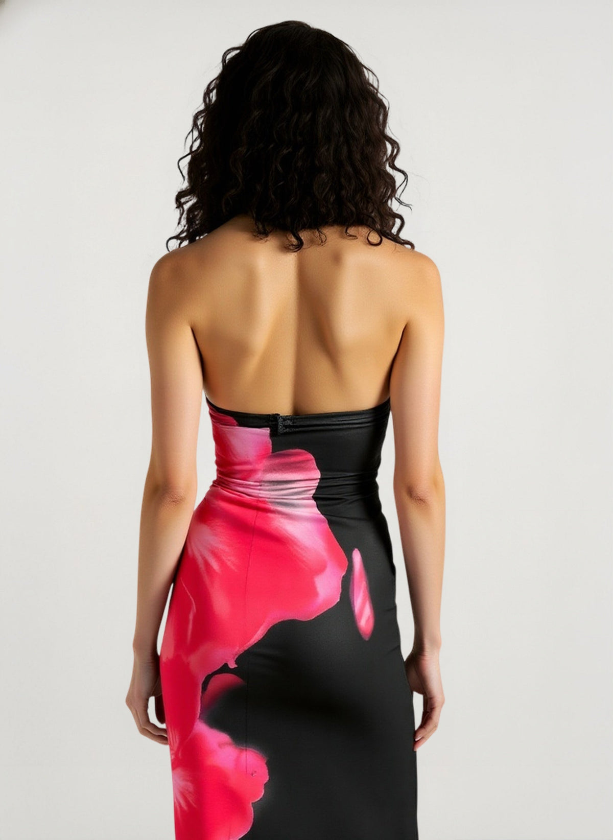 Hibiscus Floral Strapless Bodycon Maxi Dress 8