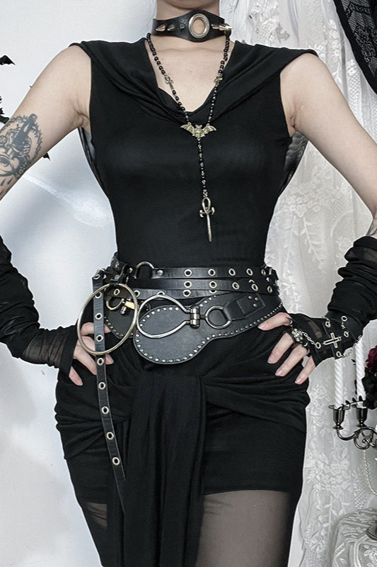 Hooded Mesh Patch Gothic Dress
