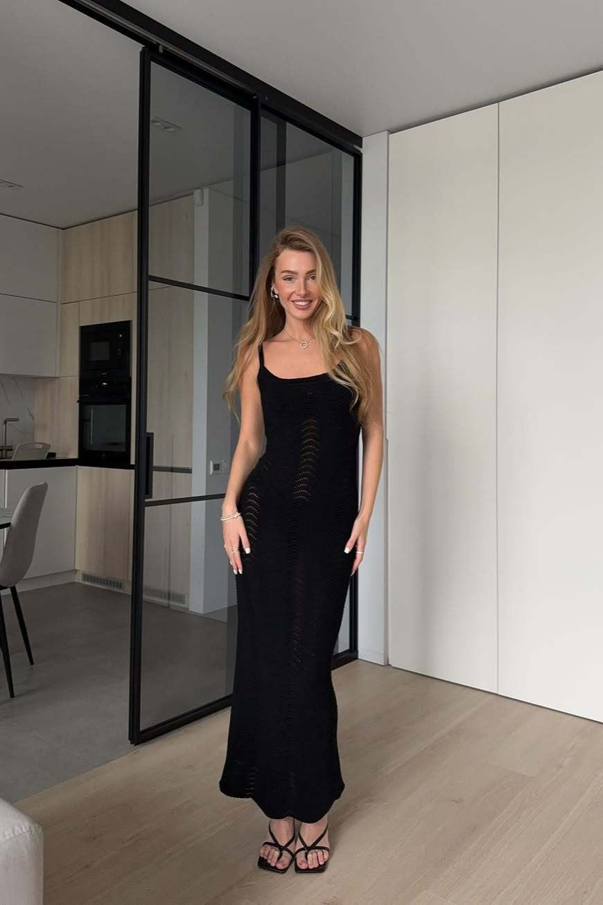 Solid Tie Waist Cami Maxi Dress