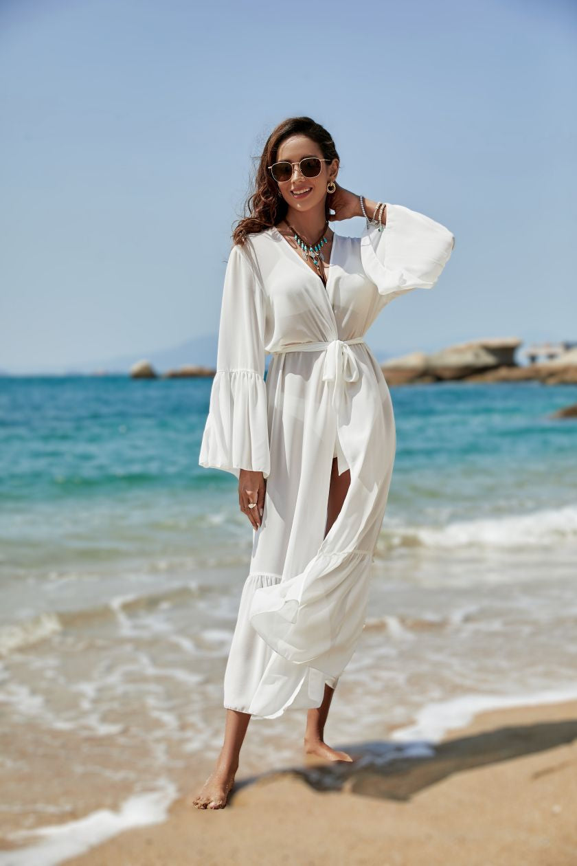 Chiffon Tie Front Bikini Cover Up