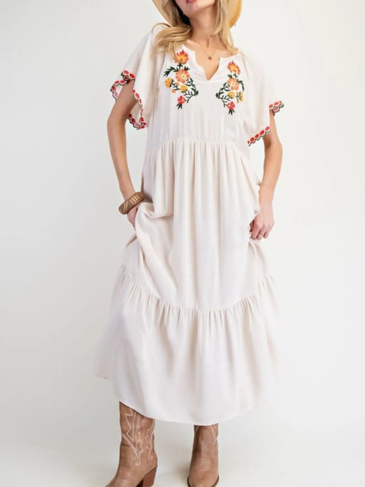 Floral Long Sleeve Midi Dress - View 2