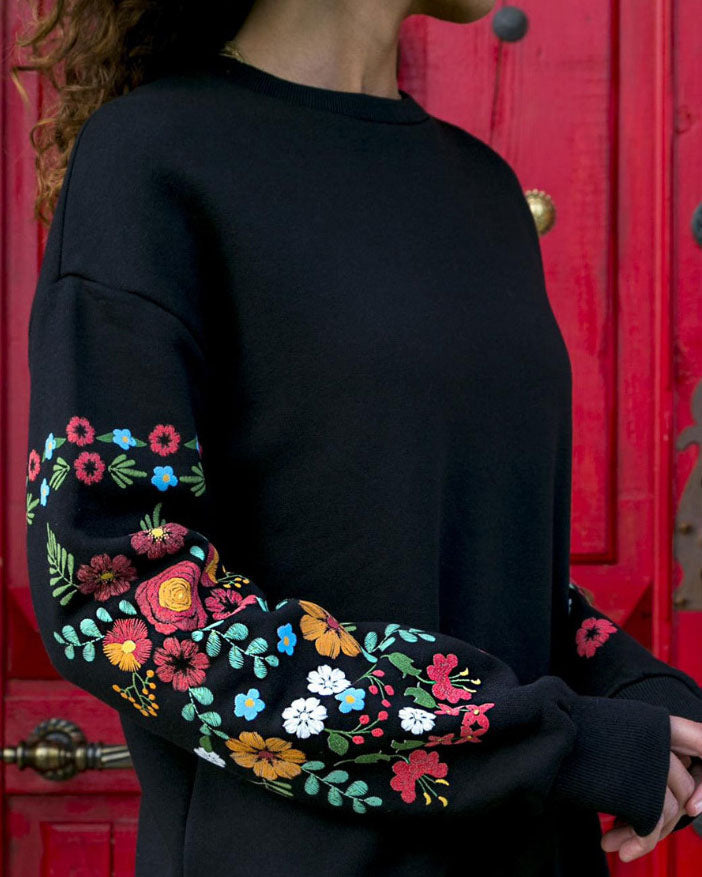 Round neck loose sleeves printed dress Fashionpara