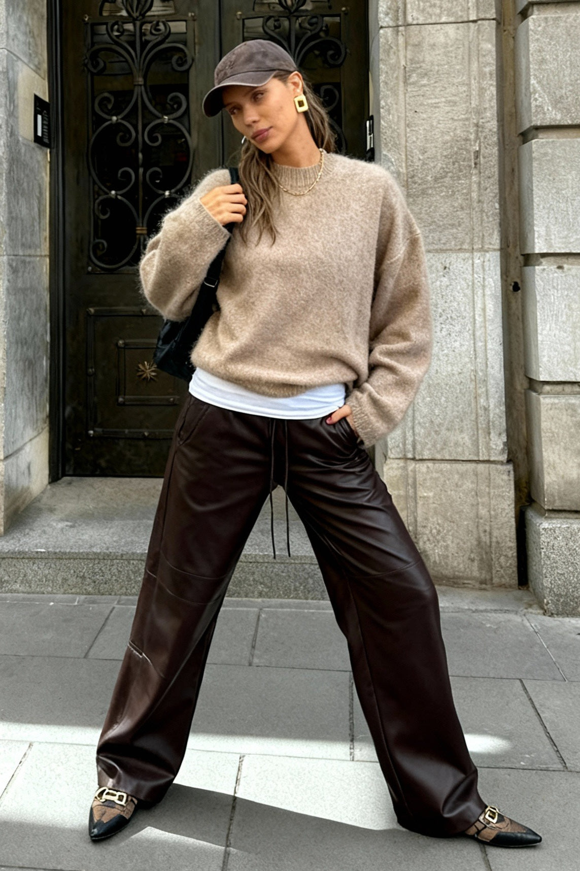 Elegant Solid Mohair Soft Knitted Pullover Women Casual O-neck Long Sleeve Loose Sweater