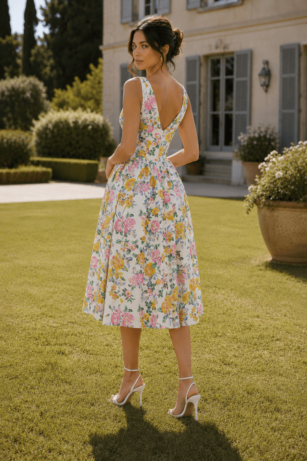 Ruffle Deep V-Neck Bell Sleeve High Split Maxi Dress 3