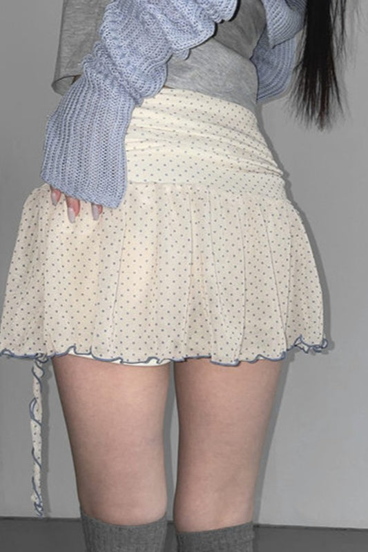Retro Polka Dot Tie Mini Skirt - Fashionpara