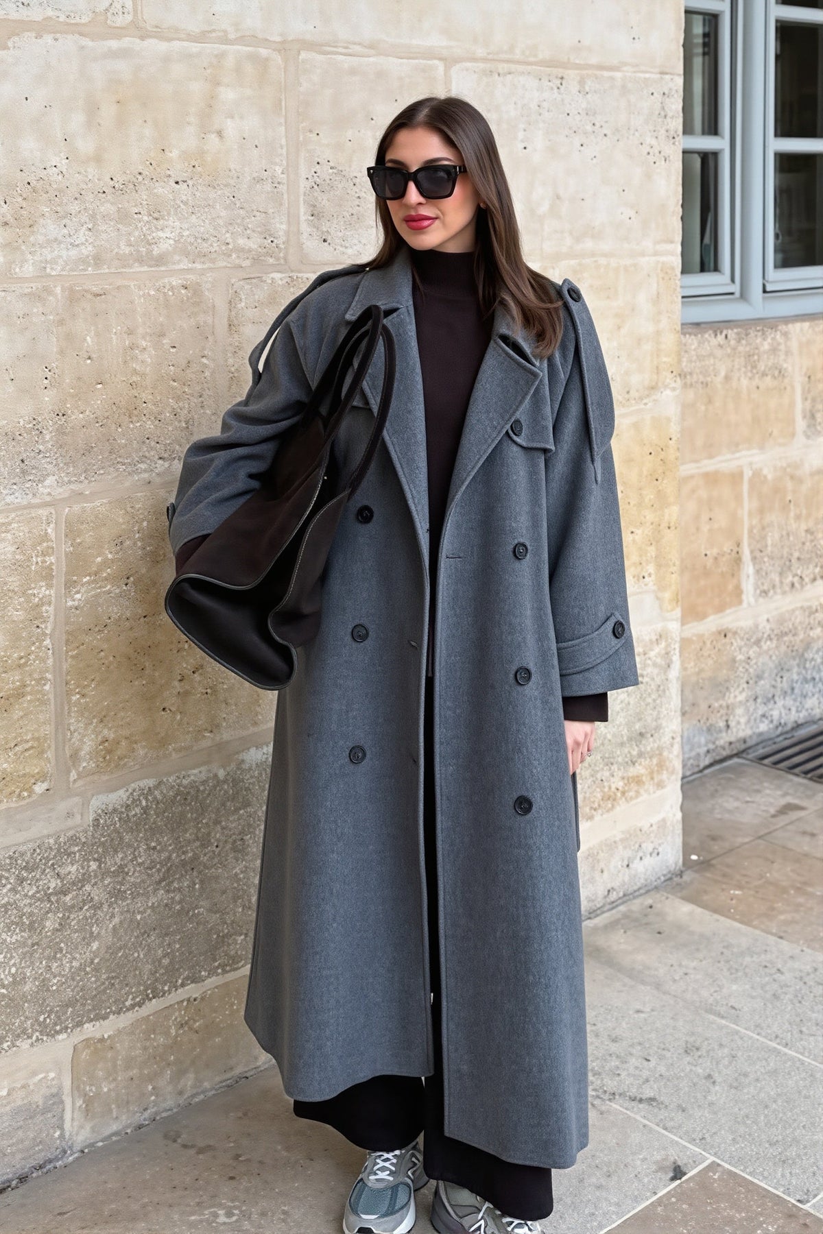Double Breasted Belted Long Trench Coat