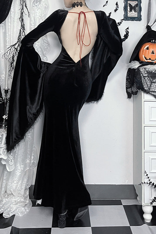 Elegant Open Back Gothic Dress