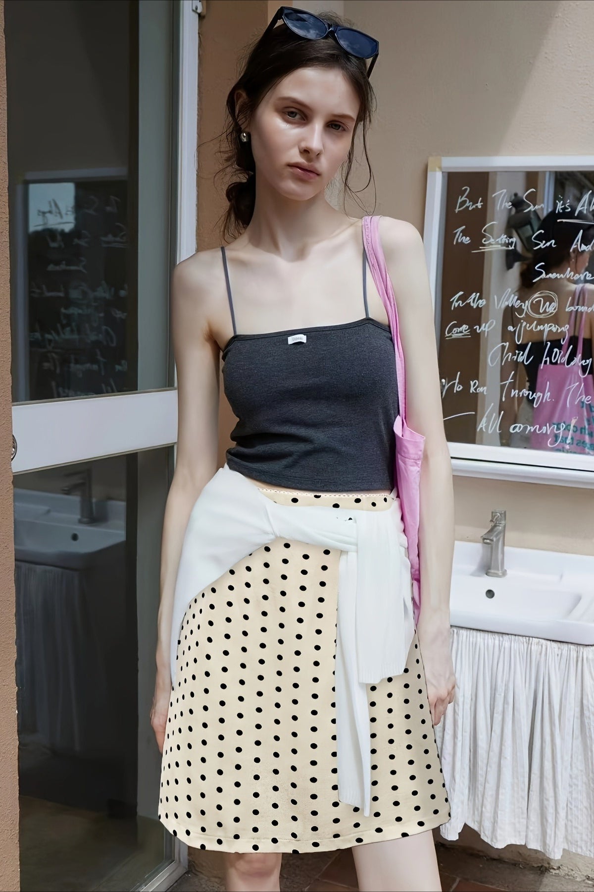 Polka Dot Slim Fit Skirt - Fashionpara