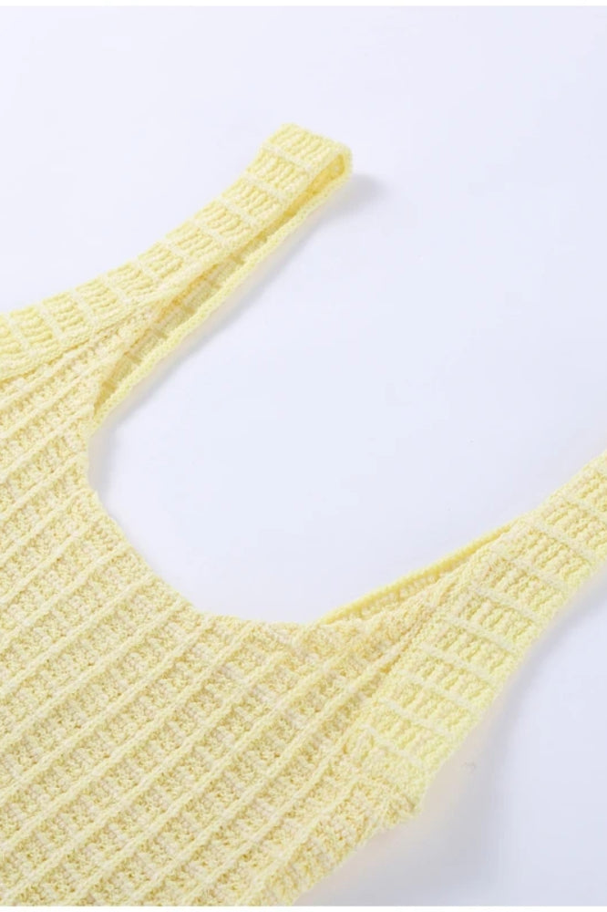 Knitted Tweed Backless Mini Dress