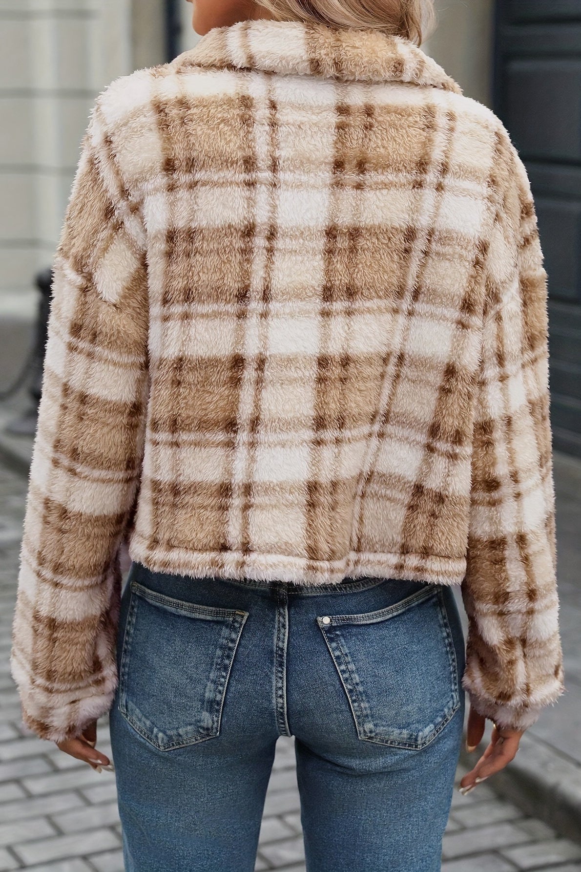 Plush Double-Sided Plaid Cardigan Coat for Cozy Elegance