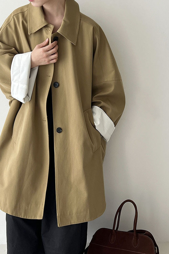 Korean Oversized Split-Hem Mid-Length Overcoat for Chic Style