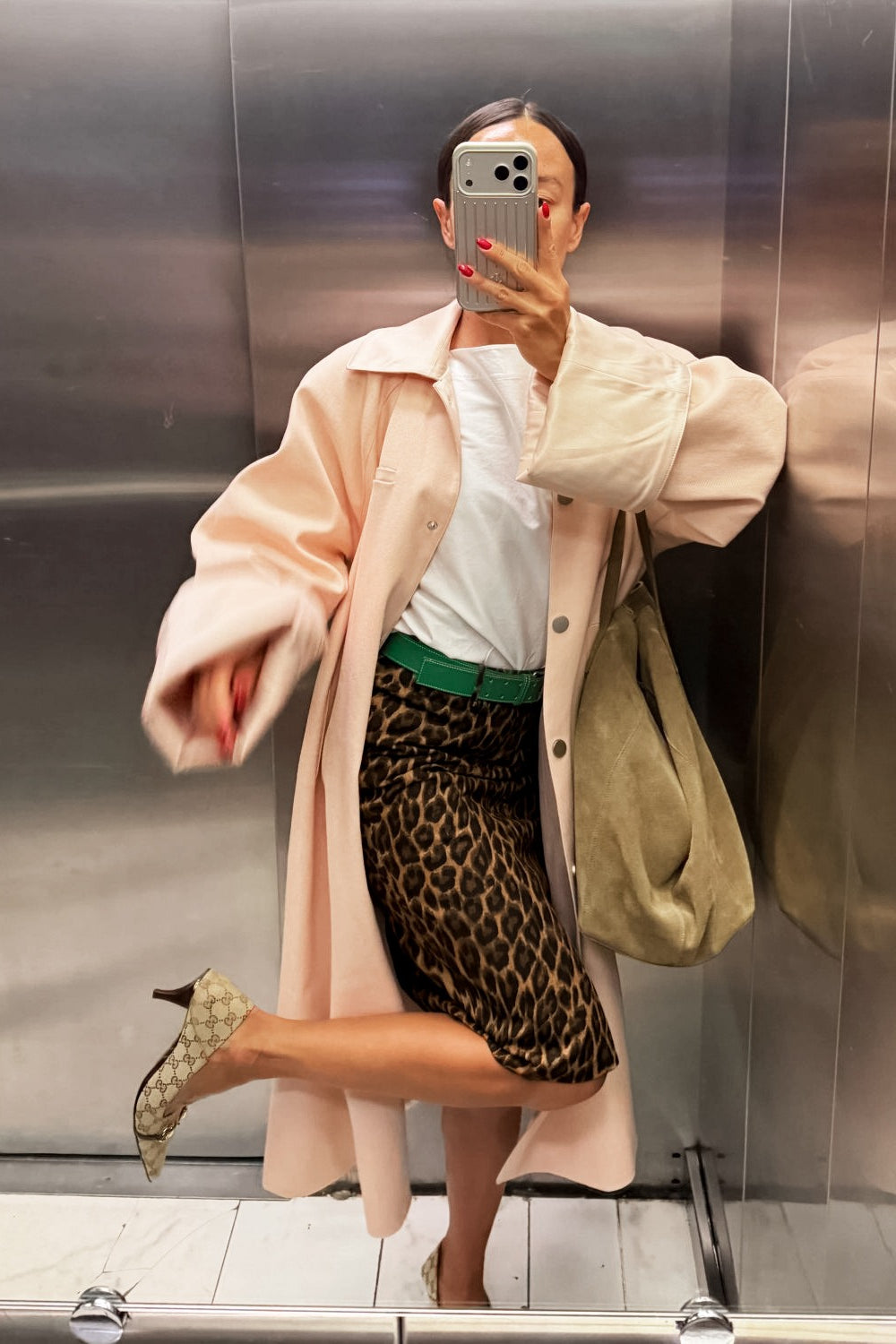 Leopard Pencil Midi Skirt