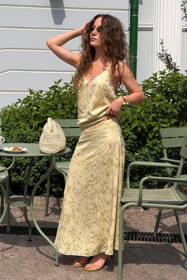 Jacquard Camisole and Mermaid Maxi Skirt Set