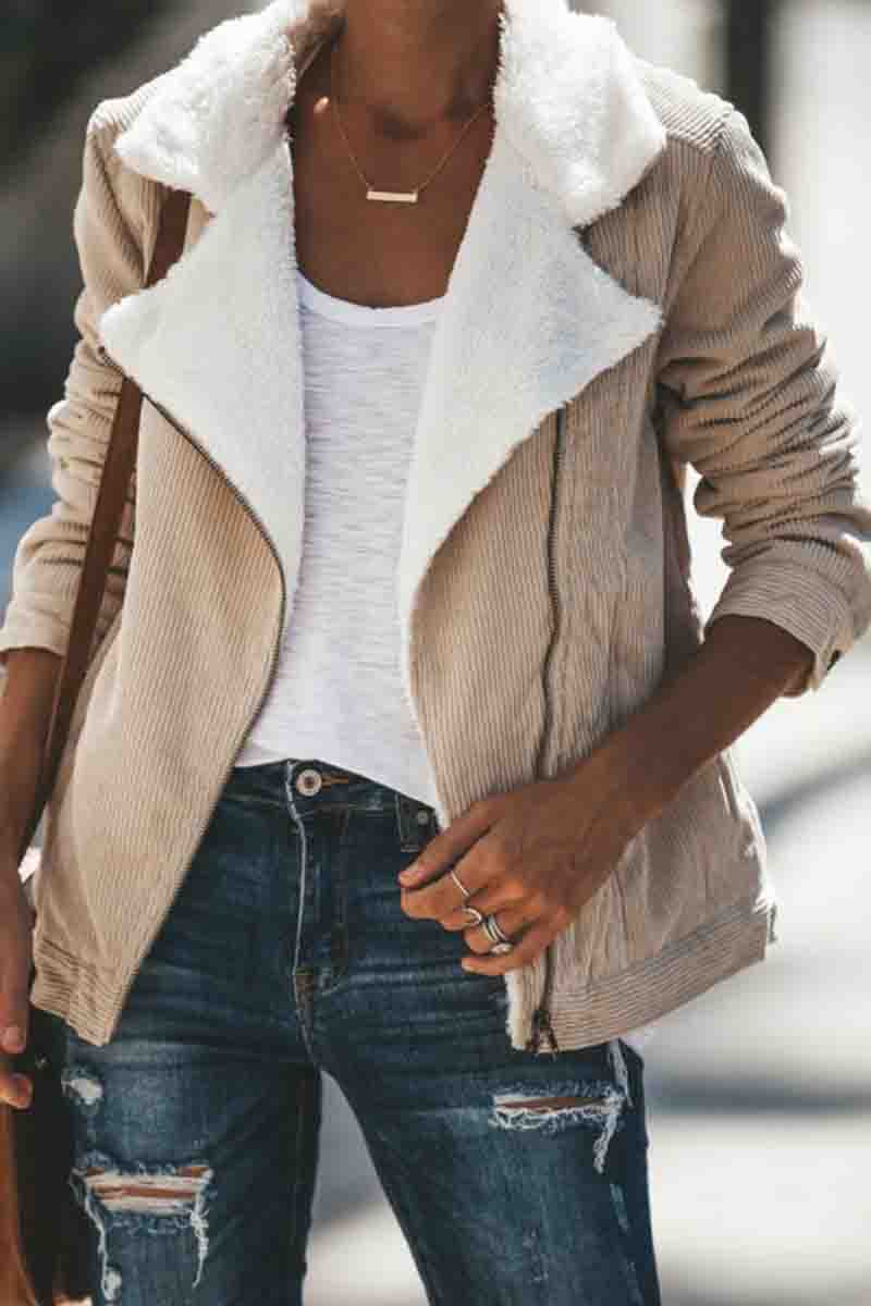 Turndown Collar Zipper Basic Coat (2 Colors)