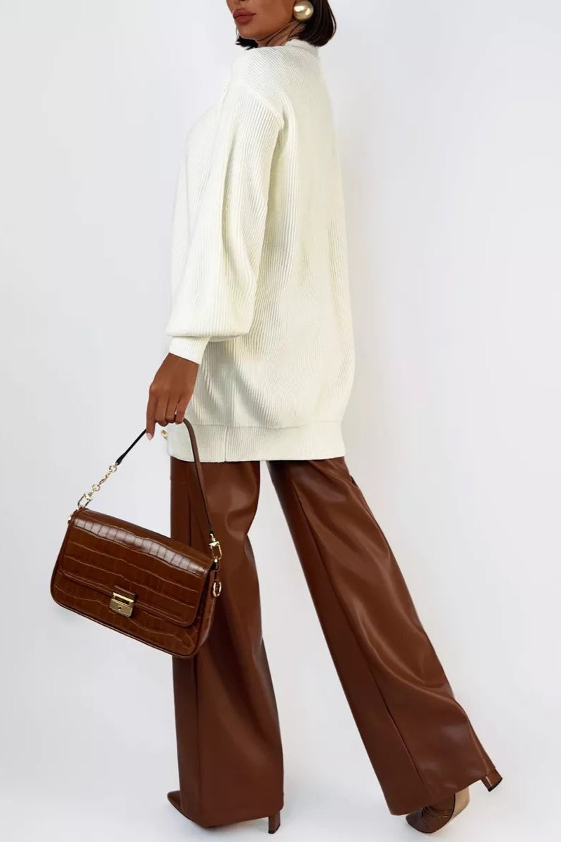 Elegant V-Neck Loose Fit Knit Cardigan for All Seasons