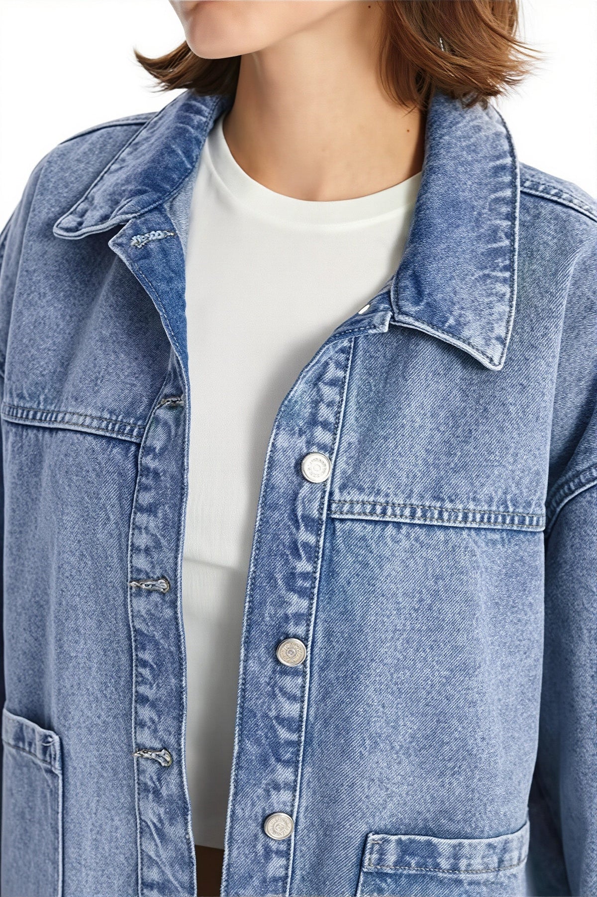 Oversized Pocket Button Denim Jacket 5