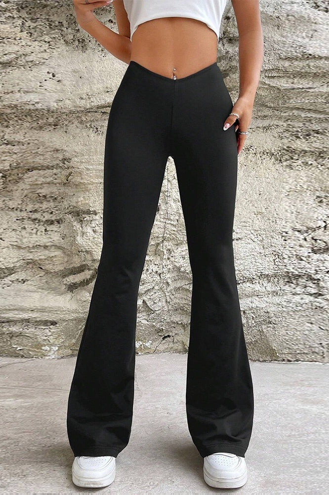 Micro Flare V Waist Slim Casual Sporty Pants
