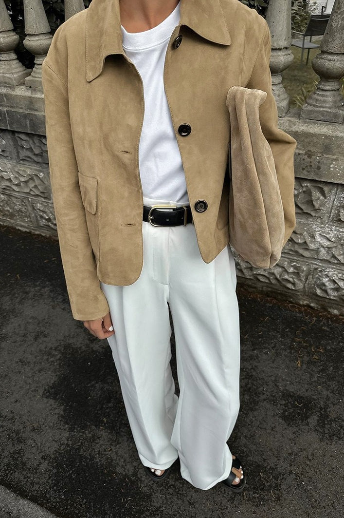 Casual Brown Suede Jacket