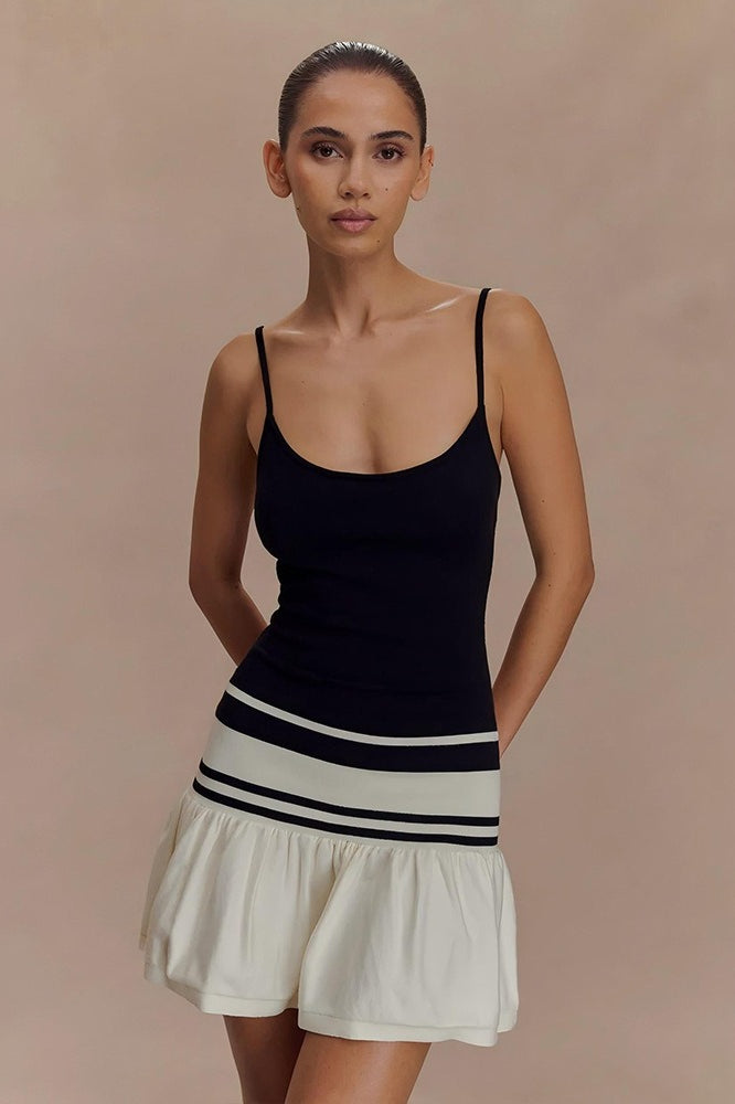 Scoop Neck Spaghetti Strap Drop-Waist Knit Mini Dress