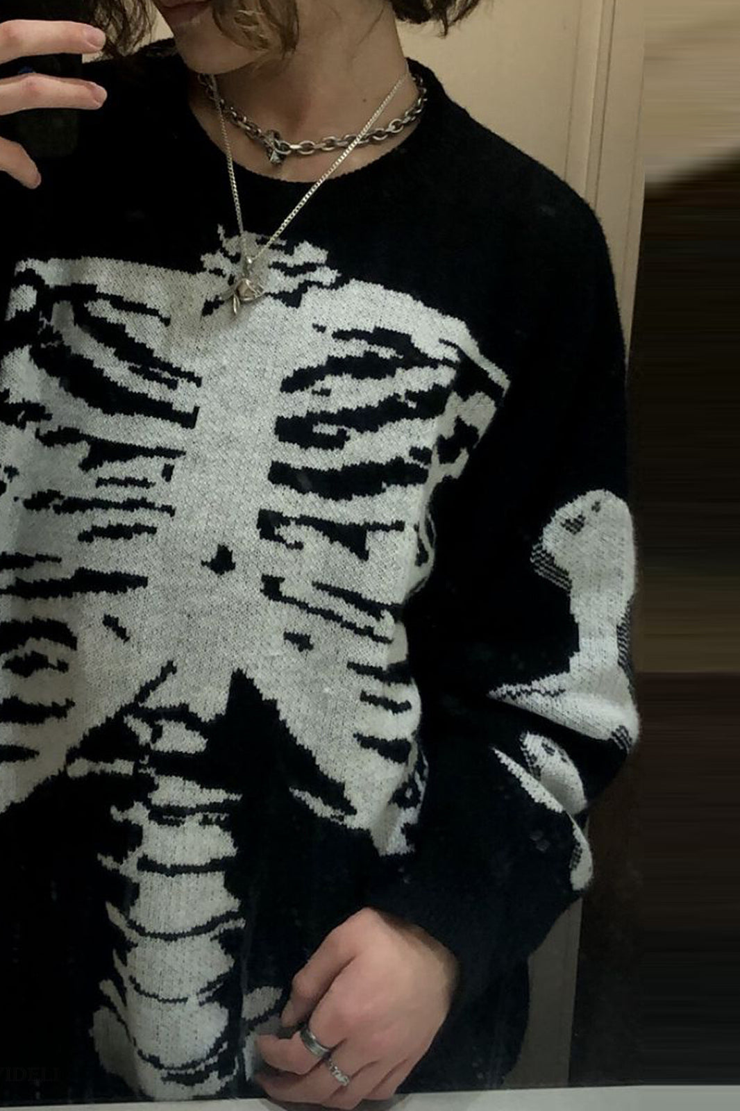 PrincessAce Casual Skeleton Knit Sweater for Unique Style
