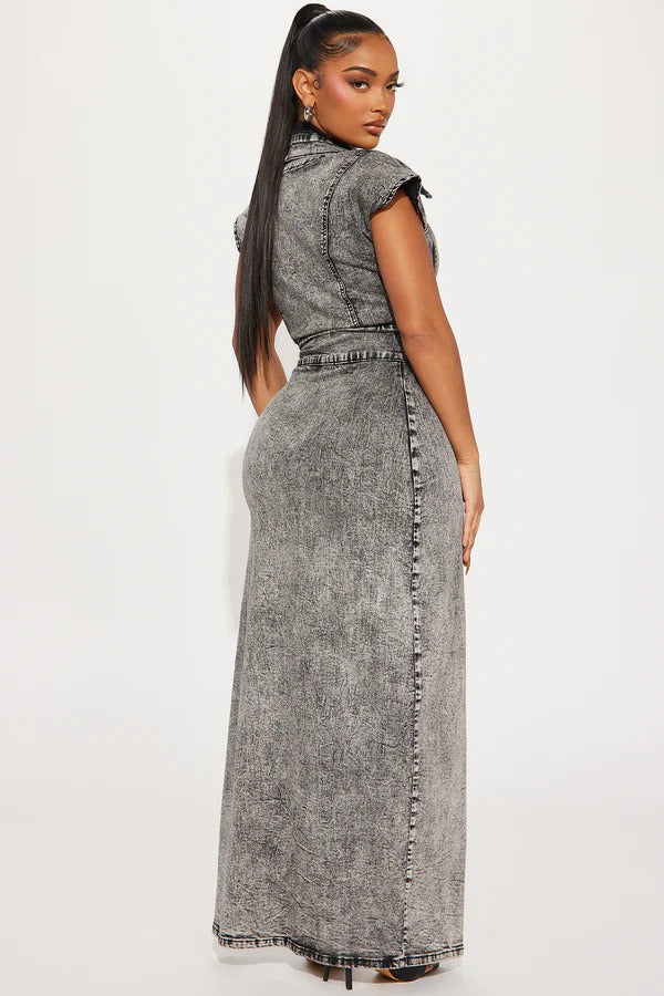 Slim Fit Split Denim Dress
