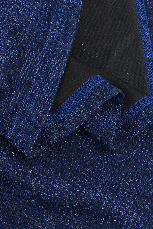 Glitter Halter Neck Deep V-Neck Ruched High Split Maxi Gown 11