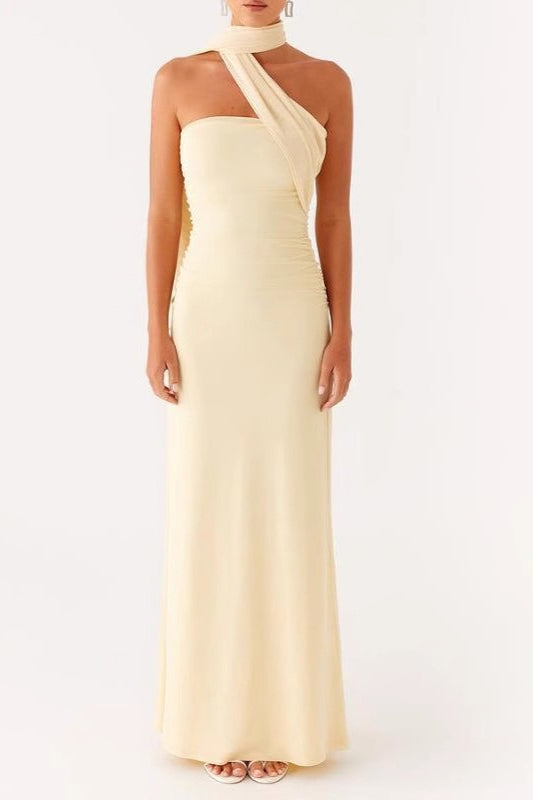 Floral Print Halter Neck Ruched Mermaid Maxi Gown 6