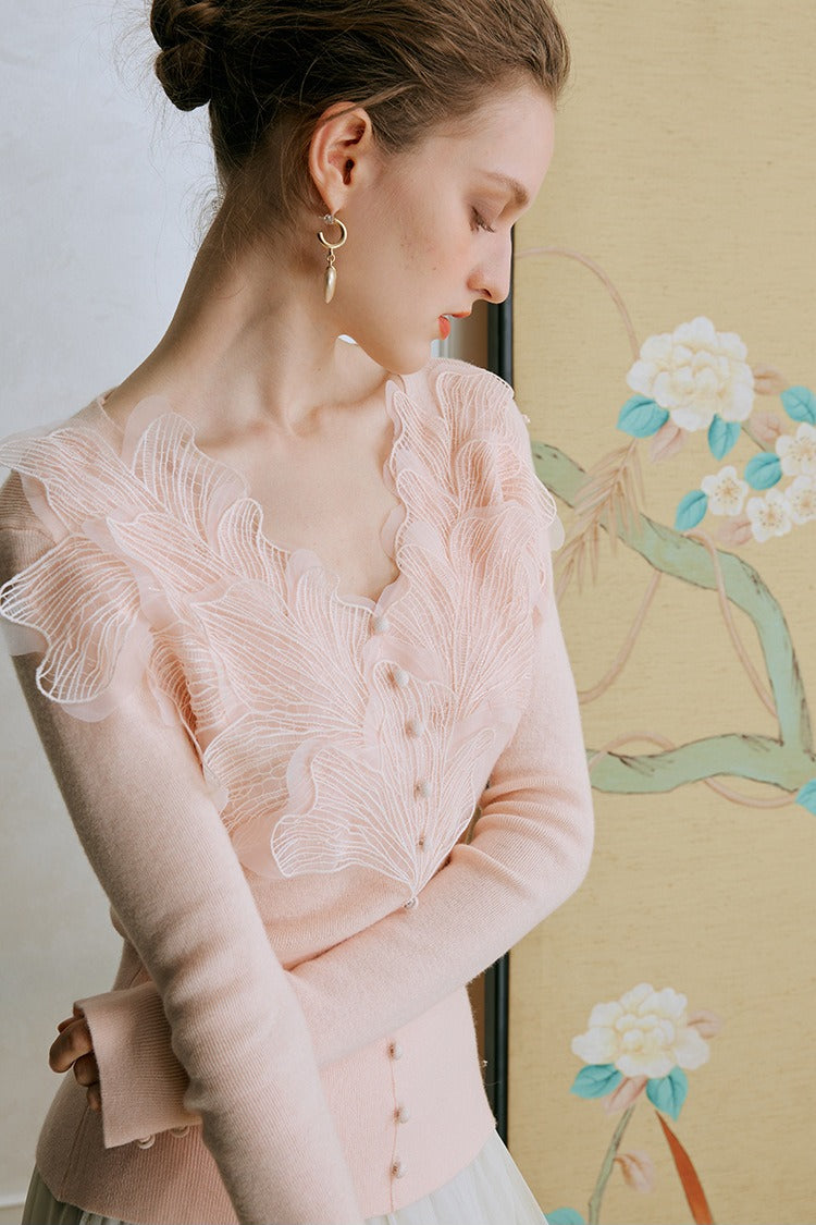 Feather Lace Detail Knit Top 4