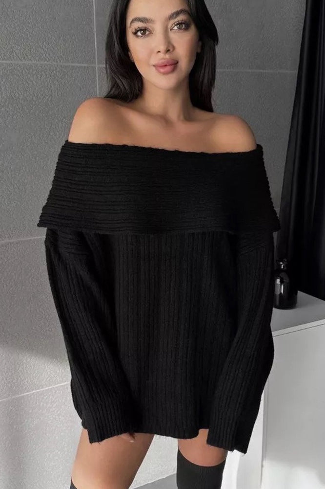 Bardot Neck Long Sleeve Sweater