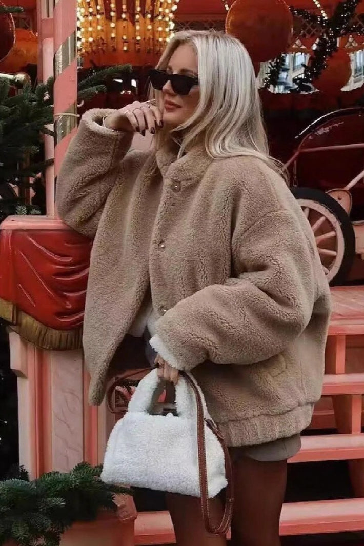 Fleece Faux Fur Bomber Coat 2