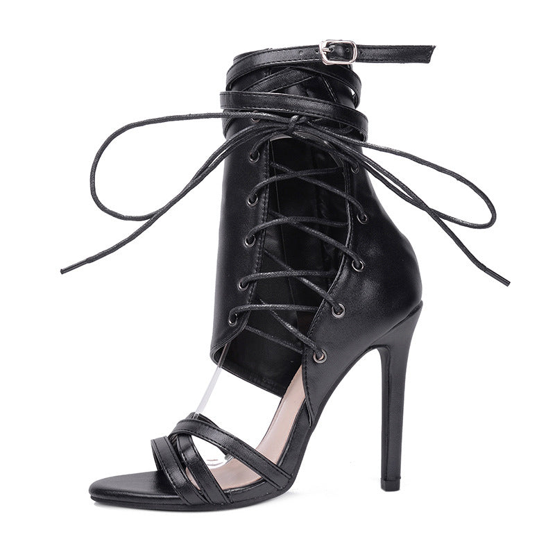 Sexy Open Toe Stiletto Heels With Zipper - Mislish