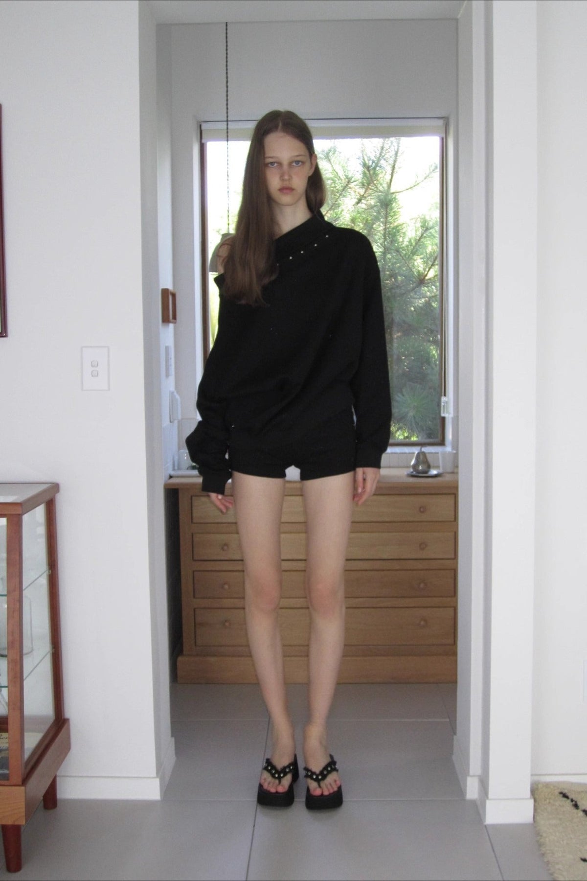 Studded Off Shoulder Long Sleeve Sweatshirt 4