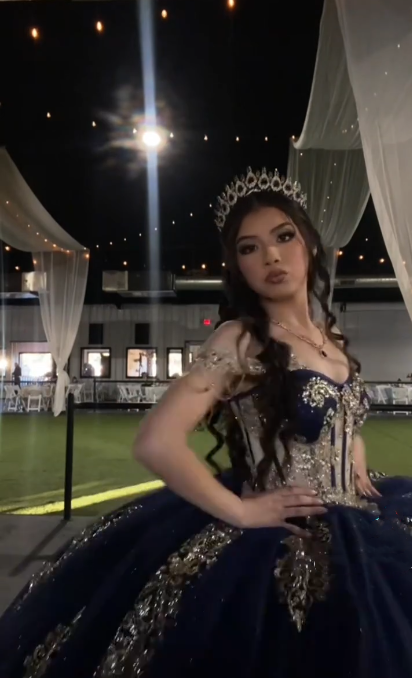 Gorgeous Navy Blue Off The Shoulder Tulle Sequin Sweet 16 Dress Formal Quinceanera Dress D1049