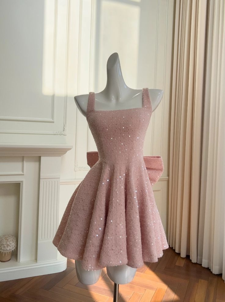 Elegant Pink Big Bow Sequin Short Homecoming Dress Party Dress S234