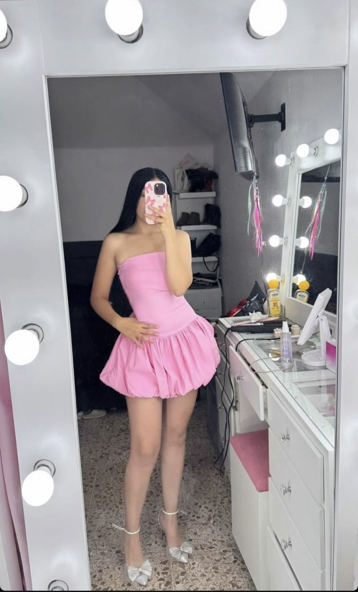 Cute Pink Strapless Satin A Line Short Prom Dress Formal 7th Grade Homecoming Dress S970