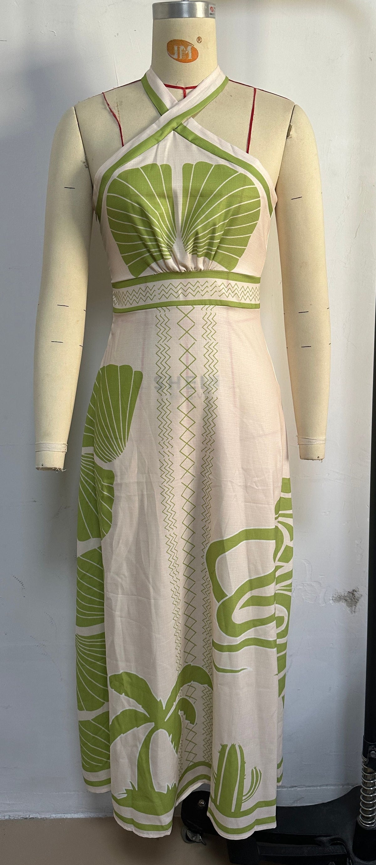 Placement Print Halter Neck Straight Column Maxi Dress 8