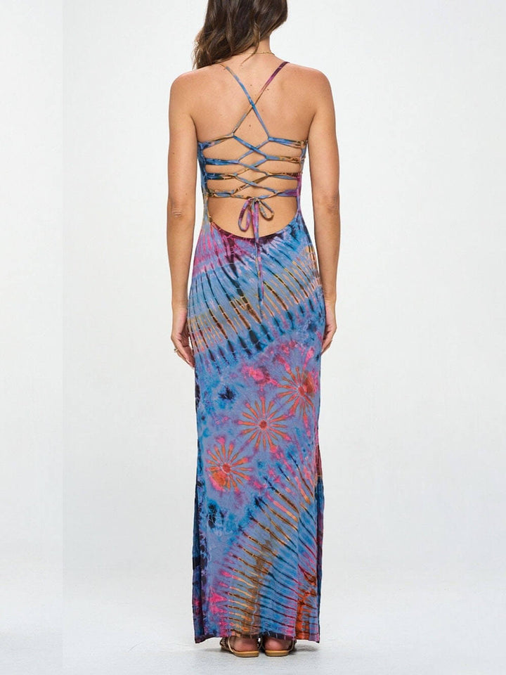 Vacay-Mode Tie Dye Spandex Maxi Dress - Fashionpara