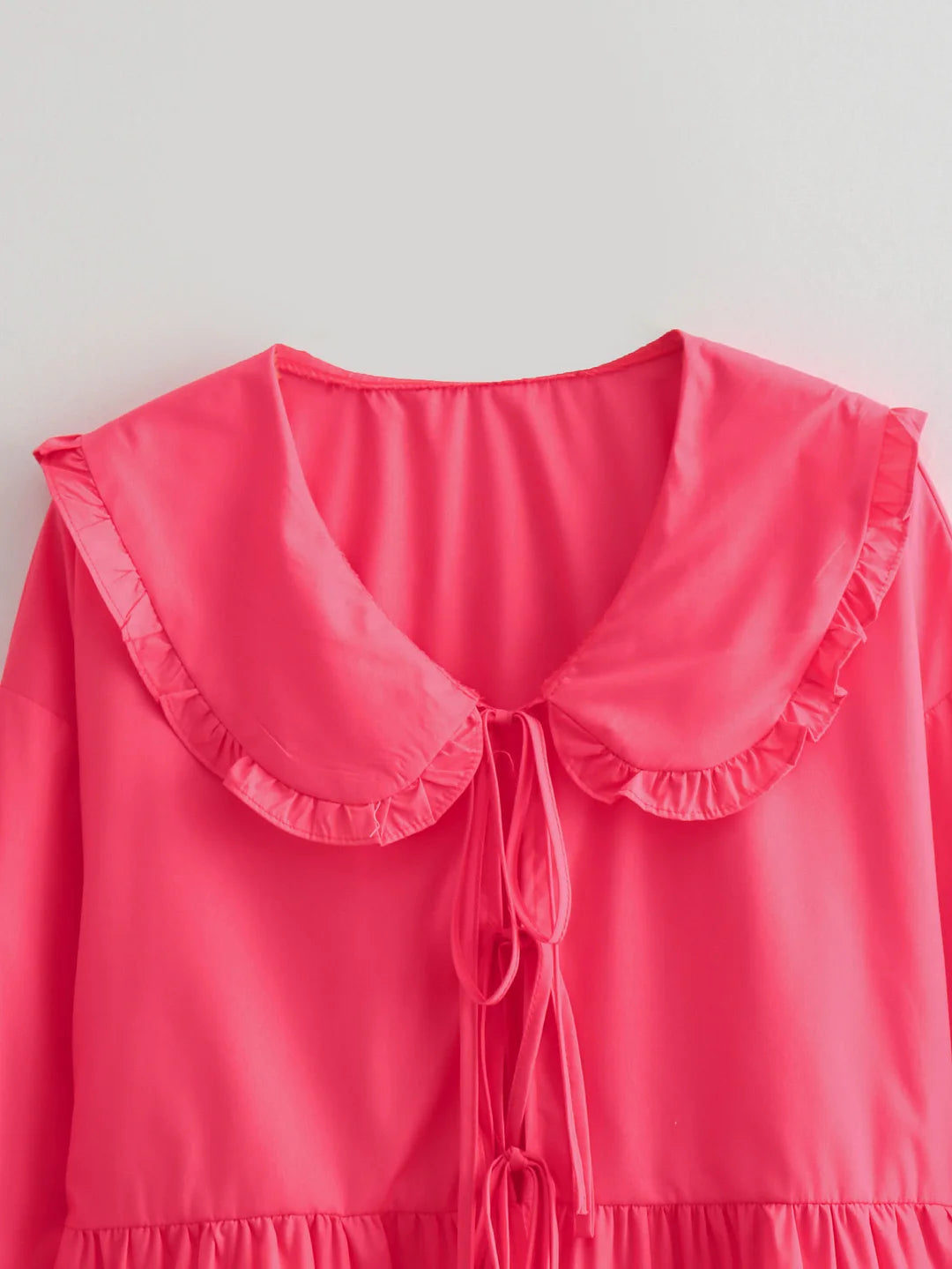 Solid Color Lace-Up Long Sleeve Cardigan Shirt - Fashionpara