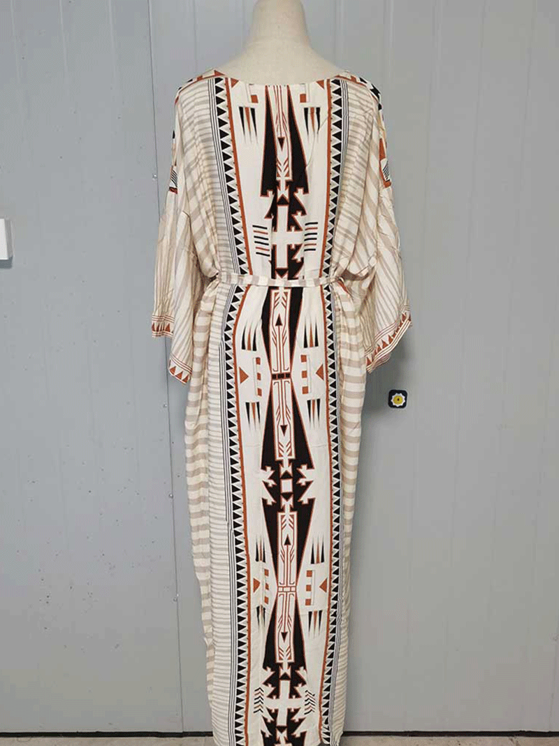 Printed Different Colors Polyester Long Length Gown Kimono Duster Robe - Fashionpara