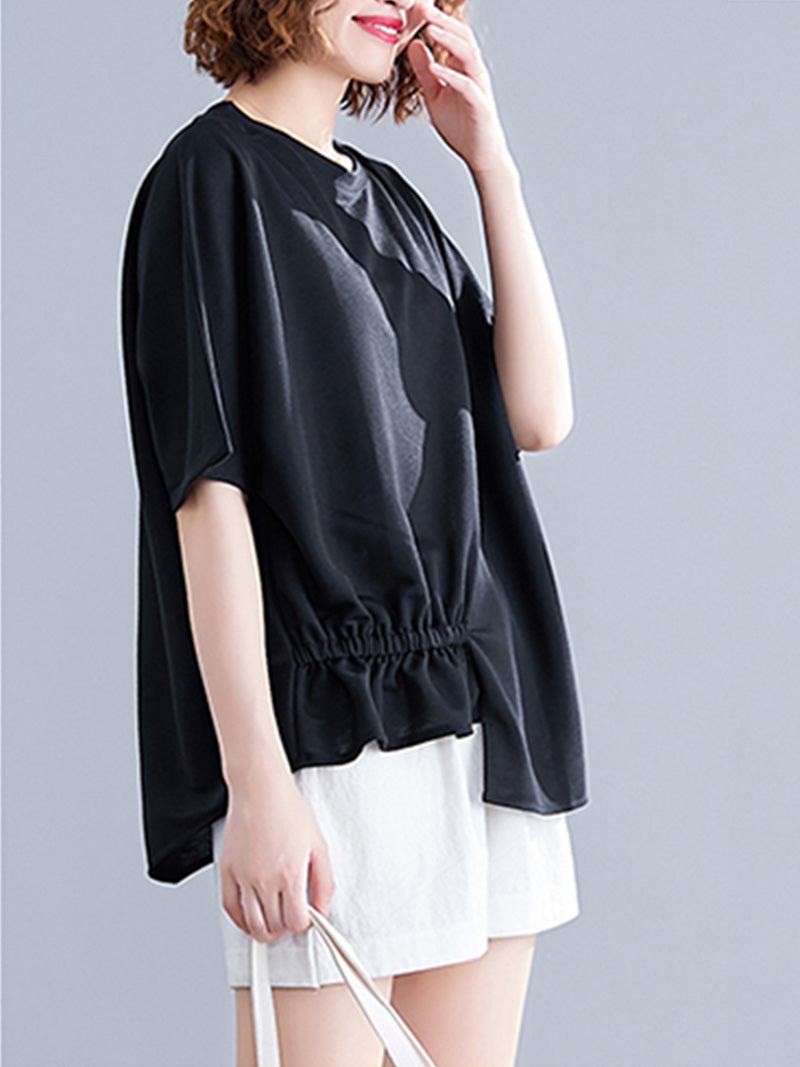 Lover's Leap Elastic Waist Style Basic Tops - Fashionpara