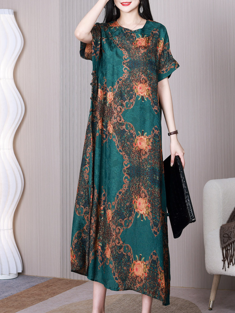 Life Round Neck Short Sleeves A-line Dress 2
