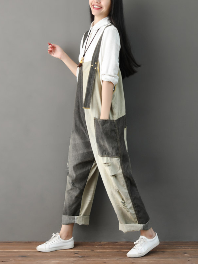 Close Your Eyes Denim Blue Overall Dungarees - Fashionpara
