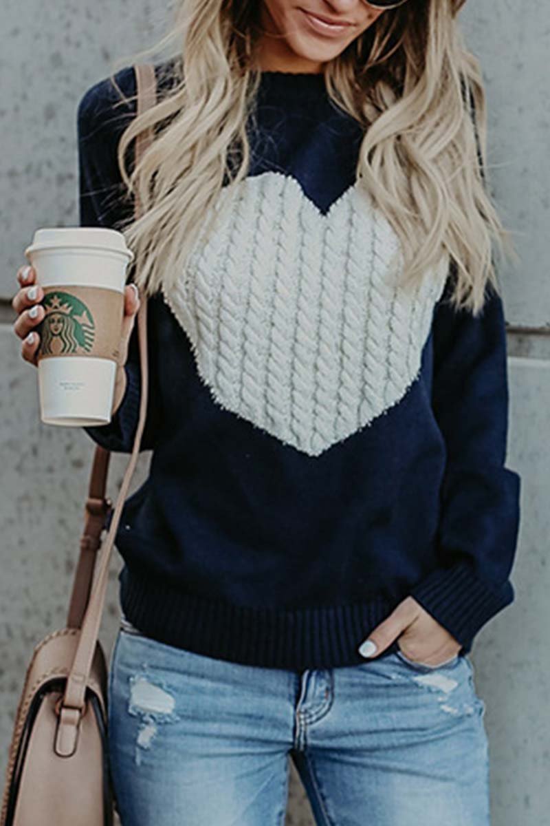 Florcoo Cozy Heart Shaped Sweater - Stylish Autumn Essential