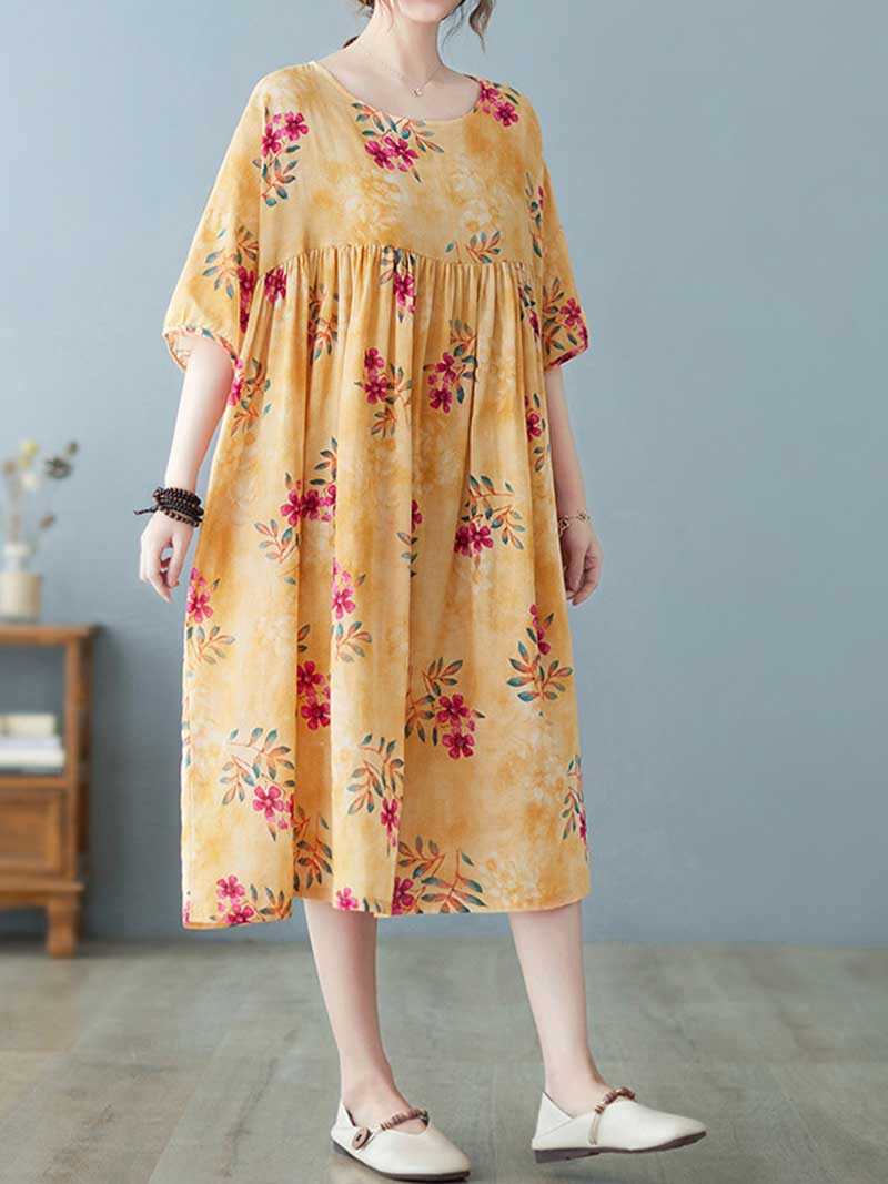 World Around Me Printed Floral Smock Dress - Fashionpara