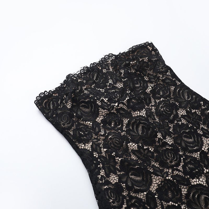 Strapless Floral Lace Bodycon Column Maxi Dress 9