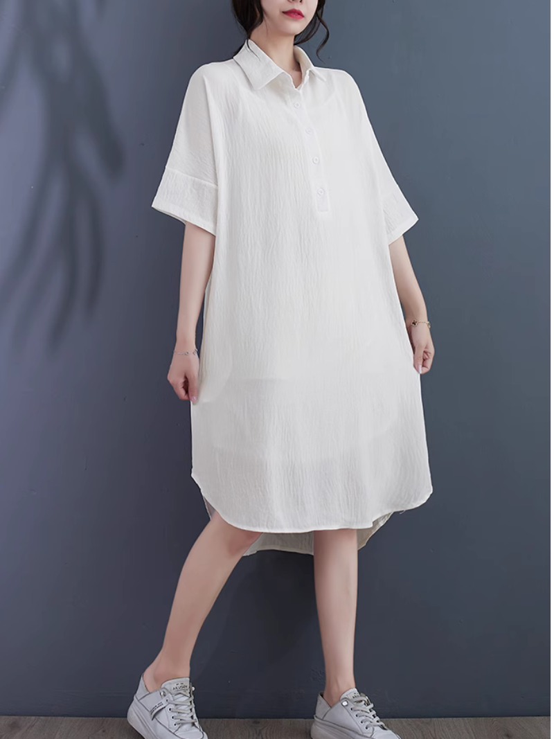 Solid Color Shirt Dress