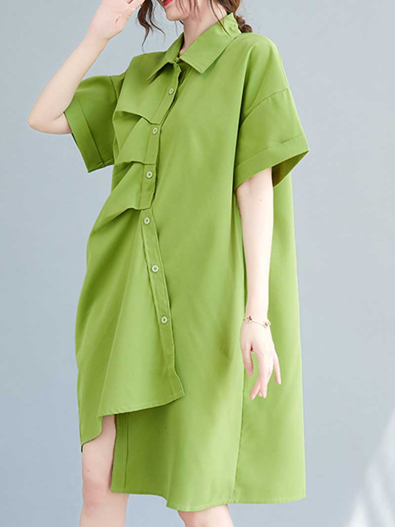 Cotton Short Sleeves Shirt Dress 7
