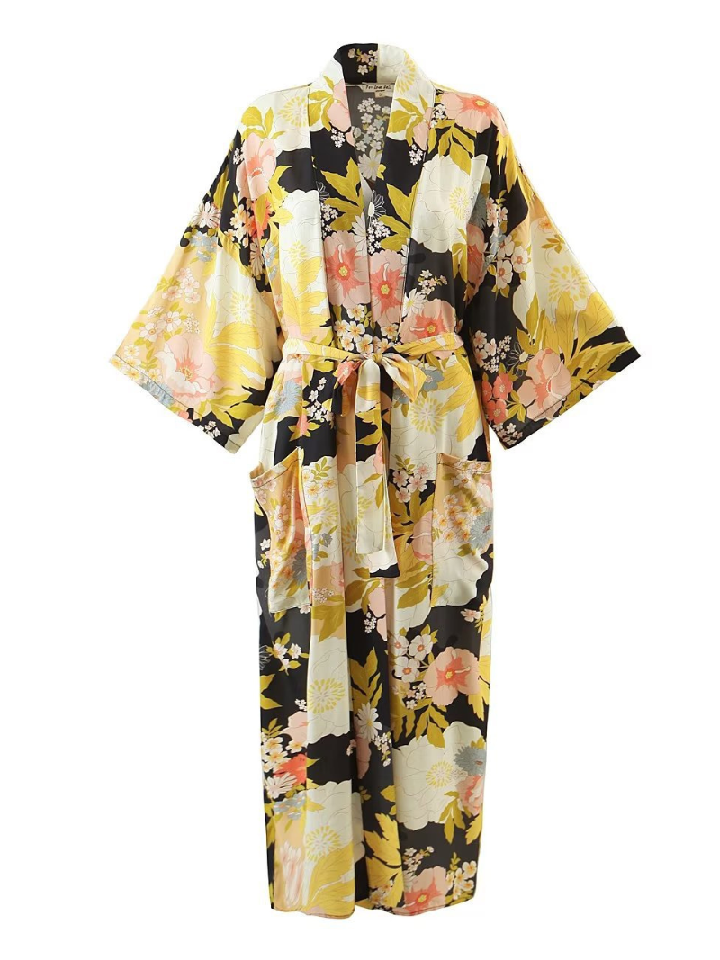 long kimono jacket, vintage kimono, bohemian jacket, christmas gift, gift for her - Fashionpara